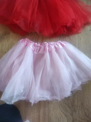 Falditas tul rosa, lila y roja 2/4 años