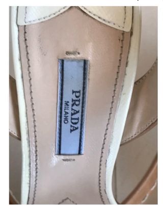 Sandalias Prada Cuña Blanco y Marrón