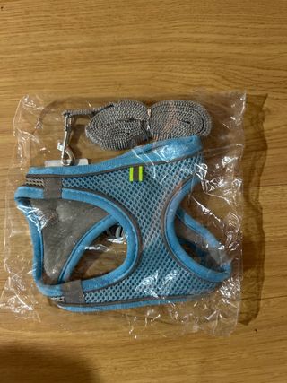 Arnés y Correa para Perro Azul/Gris talla M