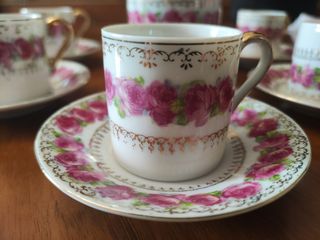 Servizio caffè porcellana rose