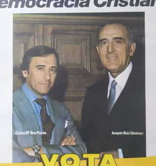 Cartel Democracia Cristiana VOTA Carlos Mª Bru