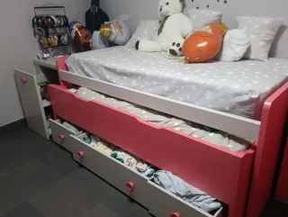 Cama nido, doble cama, zapatero, cajones