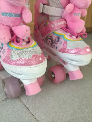 Patines 4 Ruedas Niña Unicornio Rosa