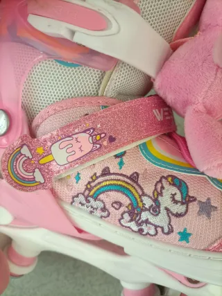 Patines 4 Ruedas Niña Unicornio Rosa