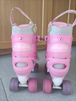Patines 4 Ruedas Niña Unicornio Rosa