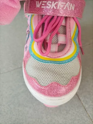 Patines 4 Ruedas Niña Unicornio Rosa