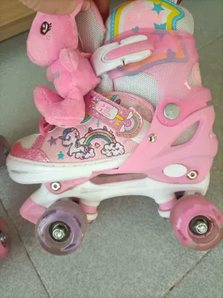 Patines 4 Ruedas Niña Unicornio Rosa