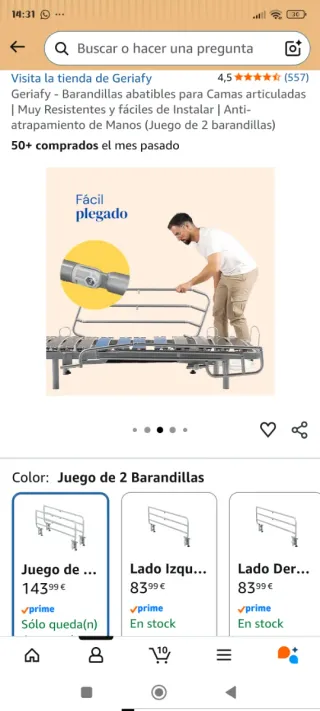 2 Ringhiere pieghevoli GERIATRiCAS per letto NUOVO