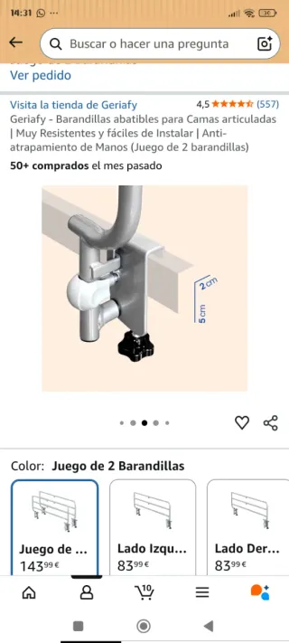 2 Ringhiere pieghevoli GERIATRiCAS per letto NUOVO