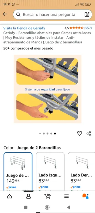 2 Ringhiere pieghevoli GERIATRiCAS per letto NUOVO