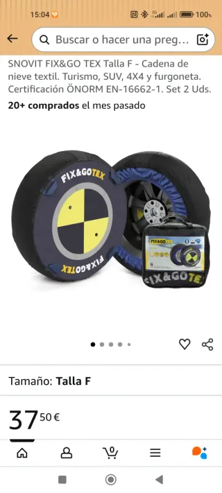 Cadenas textiles para coche talla F