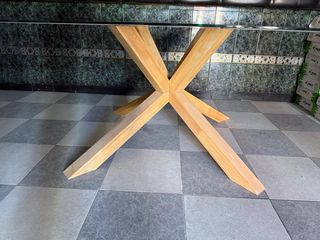 Mesa comedor cristal y madera 6 personas