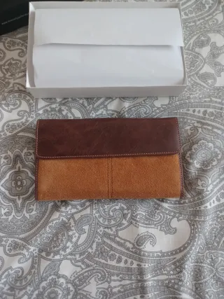 Cartera Mooo Piel Legítima Negra Nueva