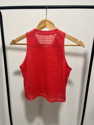 Top Coral Renda Forrado