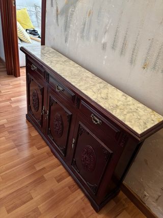 Mueble recibidor mármol y madera