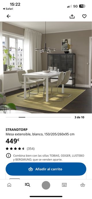 Mesa extensible IKEA STRANDTORP blanca