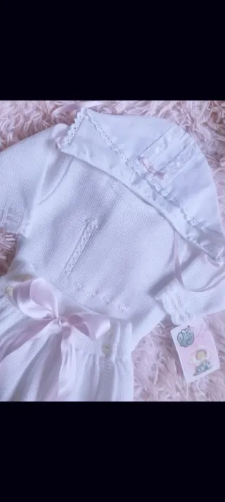 Conjunto bautizo bebé blanco