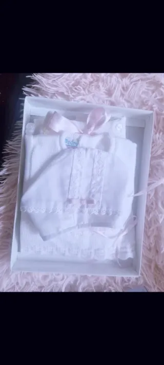 Conjunto bautizo bebé blanco