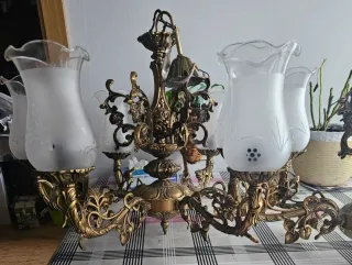 Dos Lámparas bronce araña vintage 50 años dorado