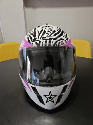 Casco Moto Junior LS2 FF392 Blanco y Rosa