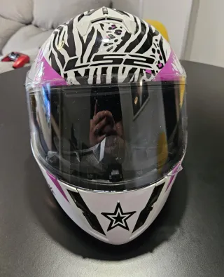 Casco Moto Junior LS2 FF392 Blanco y Rosa