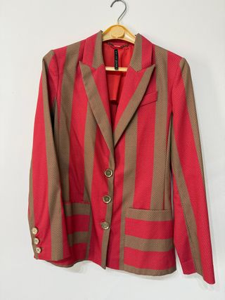 Blazer Manila Grace righe corallo e beige