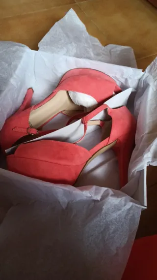 Zapatos tacón de aguja coral con plataforma