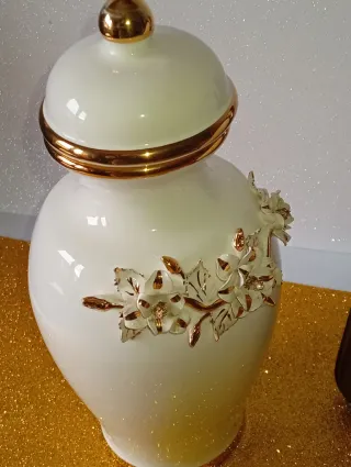 Conjunto Vintage Ramgi: Jarrón Porcelana y Marco