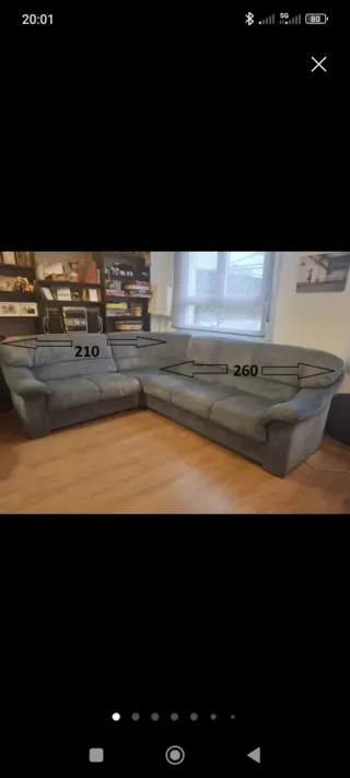Sofá esquinero gris tela