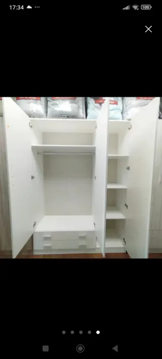 Armario 3 puertas madera color chocolate