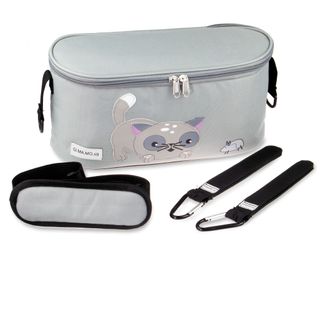 Bolso Carrito Bebé Gris Gatos + Ganchos