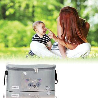Bolso Carrito Bebé Gris Gatos + Ganchos