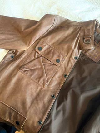 Chaqueta de piel hombre marrón