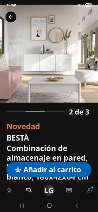 Mueble de salón BESTA blanco y cristal