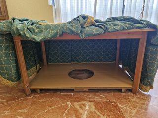 Mesa camilla con cristal y falda