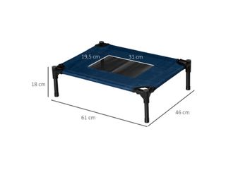 Cama elevada para perros azul
