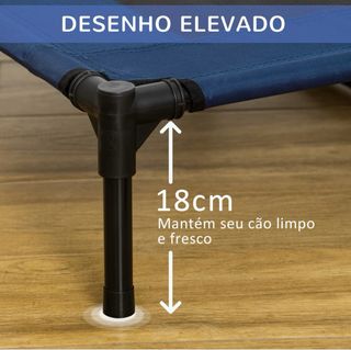 Cama elevada para perros azul