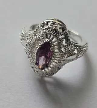 Anillo Plata con Piedra Morada