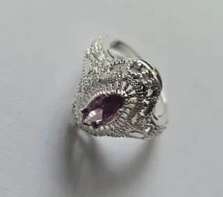 Anillo Plata con Piedra Morada