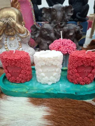 Candele decorative rosa cuore Love