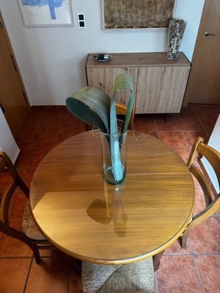 Mesa redonda extensible y 4 sillas