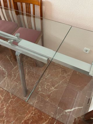 Mesa Comedor Cristal Extensible + Sillas (opción)