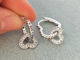 Pendientes aro corazones plata de ley