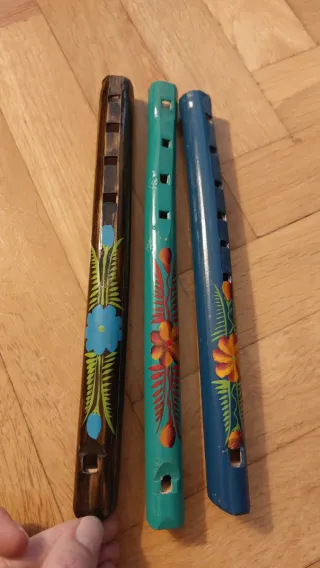 3 Flautas Decorativas Artesanales