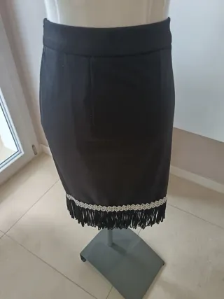 Gonna nera lunga fatta a mano Made in Italy