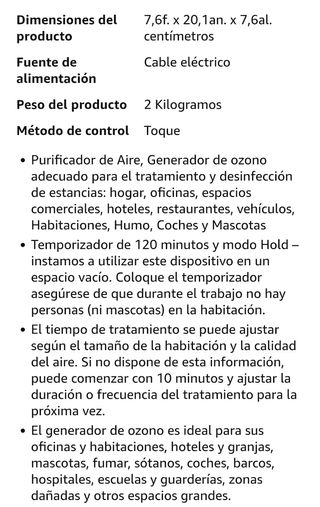 Generador Ozono 10000 MG/h Purificador Aire