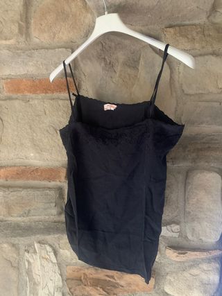 Canotta in pura seta nera