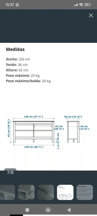 Mueble TV blanco madera IKEA