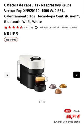 Cafetera Nespresso Vertuo Krups