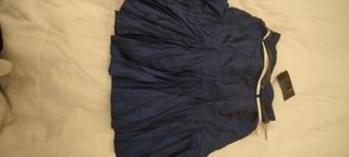 Gonna blu con cintura a righe